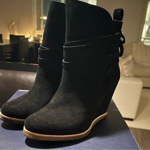Splendid black suede wedge booties sz 7.5 style Tabitha